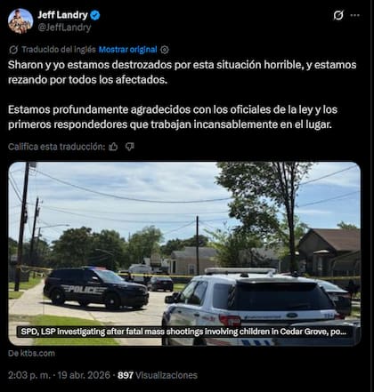 Landry afirmó que él y su esposa Sharon están “destrozados por esta horrible situación”
