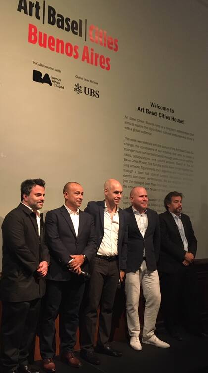Lanzamiento de Art Basel Cities Buenos Aires, con Diego Radivoy, Patrick Foret, Horacio Rodríguez Larreta y Marc Spiegler