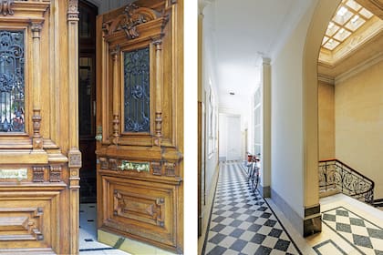 Tras la puerta robusta, una espléndida escalera iluminada por una claraboya conduce a la mansarda del antiguo Hotel París. 