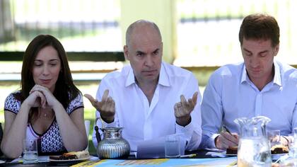 Larreta junto al vicejefe de Gobierno Santilli y la gobernadora bonaerense María Eugenia Vidal