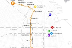 Las 11 estaciones que se prevén para la traza total de la nueva línea F de subte