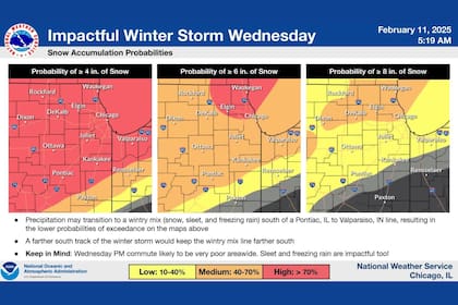 Las acumulaciones de nieve podrían alcanzar hasta 18 centímetros en el norte y noreste de Illinois