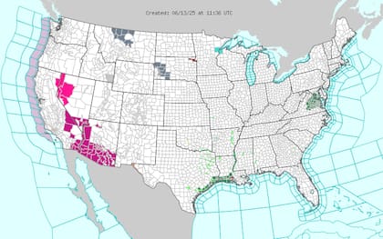 Las advertencias por calor extremo alcanzarán hasta 20 °F por encima del promedio en el área metropolitana de Tucson, donde se prevén máximas de 112 °F (44 °C) durante tres días consecutivos