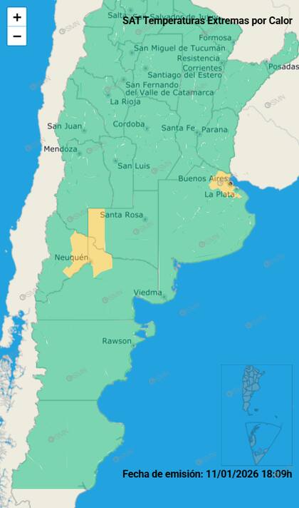 Las alertas amarillas por calor para este lunes.