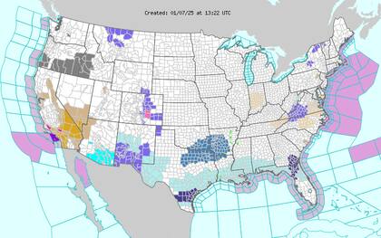 Las alertas del NWS permanecerán activas hasta el miércoles por la tarde