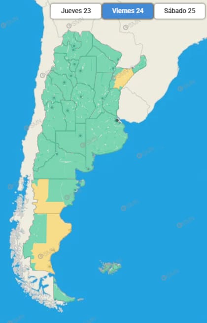 Las alertas del SMN para este viernes