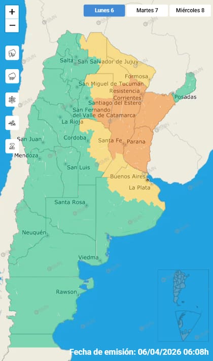 Las alertas del SMN para este lunes.