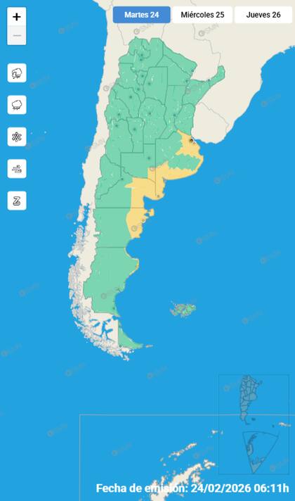 Las alertas del SMN para este martes.