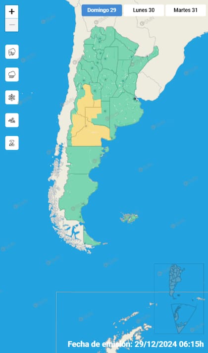 Las alertas del SMN para este domingo.