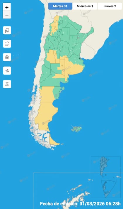 Las alertas del SMN para este martes 31 de marzo.