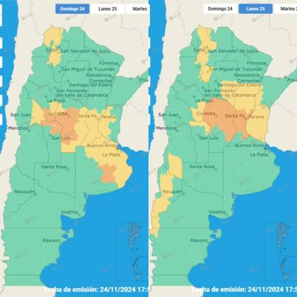 Las alertas emitidas por el Servicio Meteorológico Nacional
