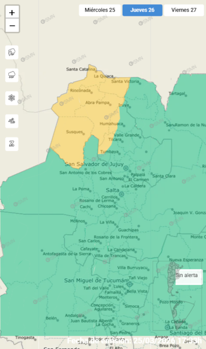Las alertas emitidas por el SMN para este jueves 26 de marzo
