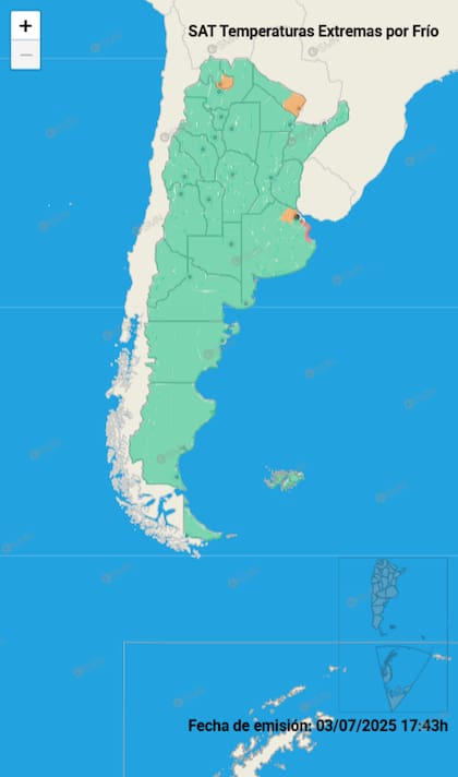 Las alertas emitidas por el SMN para este viernes 4 de julio.