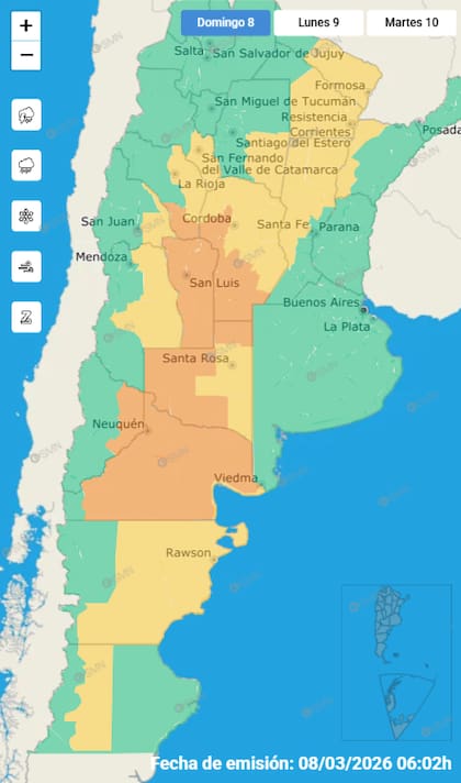 Las alertas para este domingo.