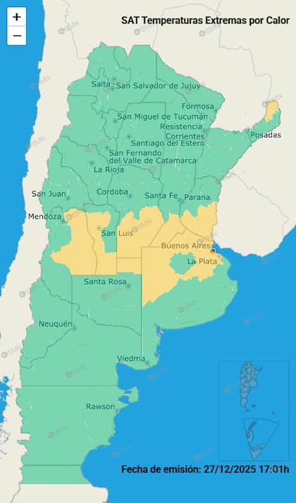 Las alertas por calor para este domingo.