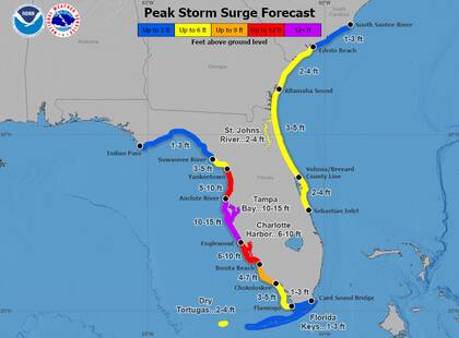 Las alertas por marejadas ciclónicas en Florida ante la llegada de Milton