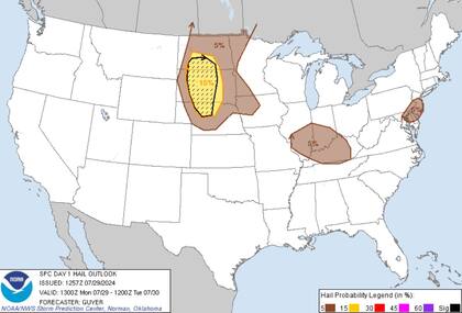 Las alertas por posible caída de granizo en EE.UU.
