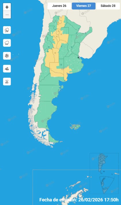 Las alertas por tormentas para el viernes 6 de marzo alcanzan a 16 provincias