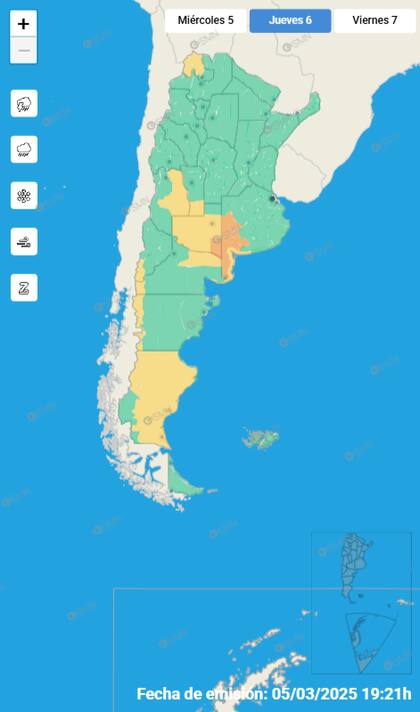 Las alertas por tormentas para este jueves 6 de marzo