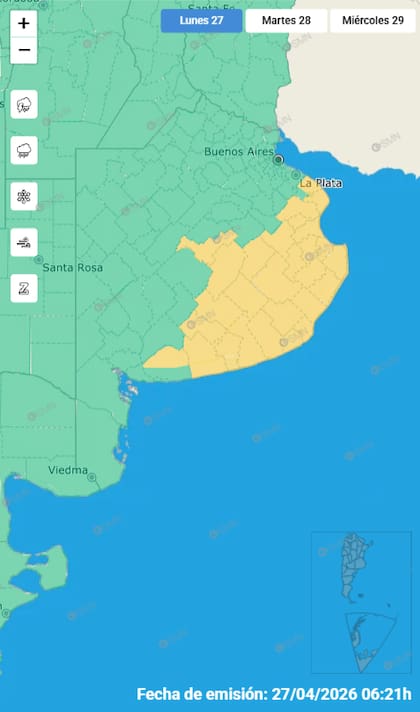 Las alertas sobre la provincia de Buenos Aires.