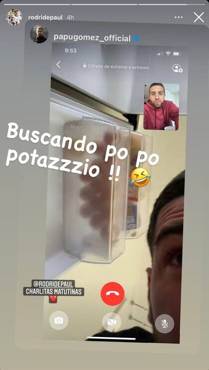 Las "charlitas matutinas" de De Paul y Papu Gómez. Crédito: Instagram