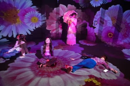 Las animaciones florales bañan las paredes y el suelo del CETC, en los desniveles del subsuelo del Colón