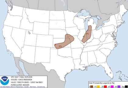 Las áreas bajo alerta por posible caída de granizo en EE.UU.