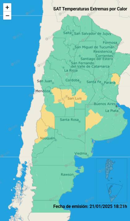 Las áreas donde rige alerta amarilla por altas temperaturas para este miércoles 22 de enero