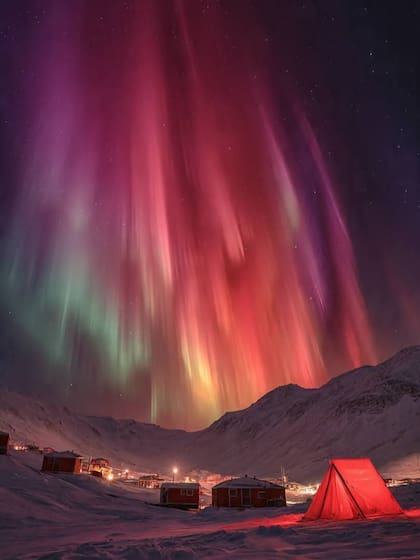 Las auroras boreales que se vieron en Groenlandia en la noche del lunes 19 de enero por la tormenta solar