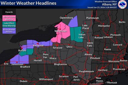 Las autoridades de Nueva York detallan las zonas en riesgo por nieve por efecto lago