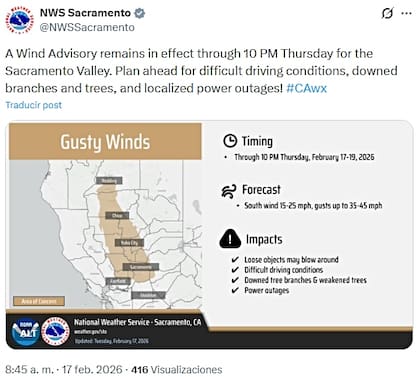 Las autoridades han activado avisos de viento y advertencias de tormenta