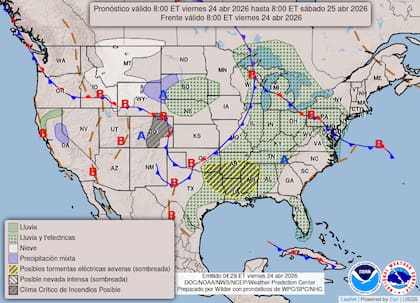Las autoridades meteorológicas prevén la formación de nuevas tormentas con vientos dañinos y granizo del tamaño de pelotas de golf