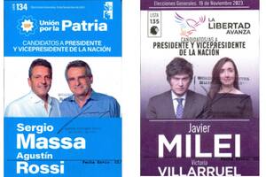 Las boletas de Sergio Massa y Javier Milei para el balotaje del 19 de noviembre