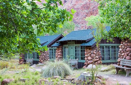 Las cabañas del Phantom Ranch, las únicas en el Parque que están a orillas del río Colorado.