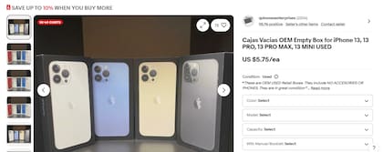 Las cajas vacías de iPhone se venden en portales como eBay y Mercari, según modelo y estado