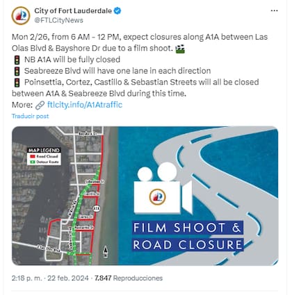 Las calles de Fort Lauderdale que estarán cerradas durante el rodaje de la cuarta entrega de Bad Boys