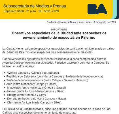 Las calles incluidas en los operativos comunicados por la Ciudad