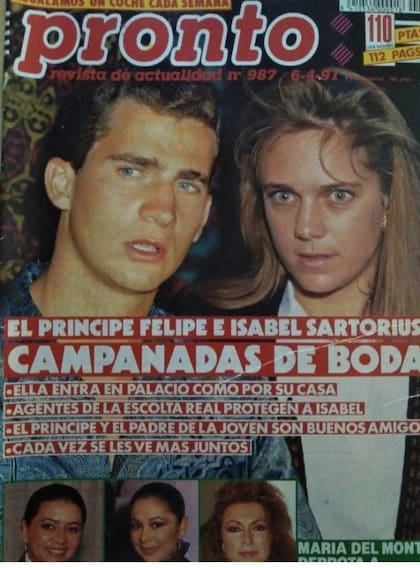 Las campanas de la boda entre Isabel Sartorius y el príncipe Felipe que anunciaba la revista Pronto nunca sonaron y el romance entre el heredero del trono español y su novia terminó en 1991
