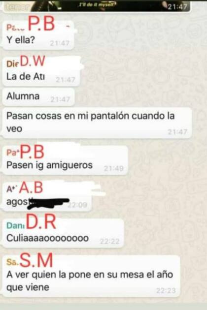 Las capturas de WhatsApp que se difundieron con los mensajes misóginos