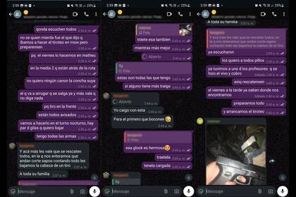 Las capturas del chat de los chicos del colegio de Campana