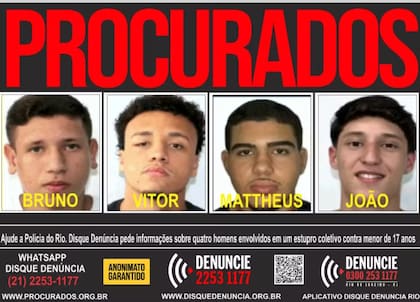 Las caras y los nombres de los agresores difundidos por la policía de Río de Janeiro
