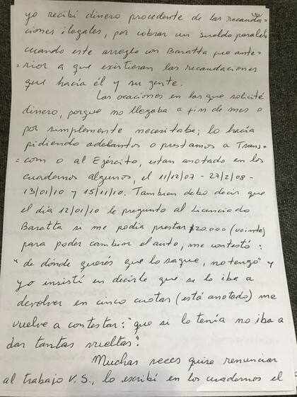 Página seis del escrito que Centeno presentó a Bonadio