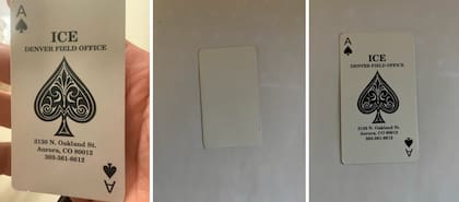 Las cartas con el as de picas fueron encontradas por familiares de migrantes detenidos, aunque no sabían qué significaban (Voces Unidas)