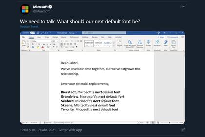 Las cinco tipografías que Microsoft preseleccionó para reemplazar a Calibri como fuente predeterminada