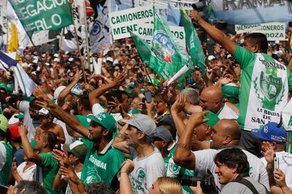 Las columnas de Camioneros fueron las más grandes dentro de la manifestación