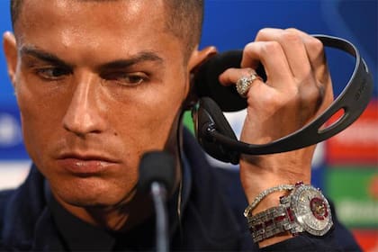 Cristiano Ronaldo, en una conferencia de prensa de 2018