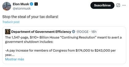 Las críticas de Elon Musk al proyecto bipartidista