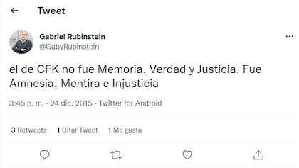 Las críticas de Rubinstein al kirchnerismo