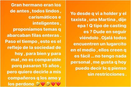 Las declaraciones de Mirra y su análisis sobre Gran Hermano
