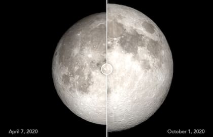 Las diferencias de diámetro entre una luna común y una superluna (crédito: NASA)